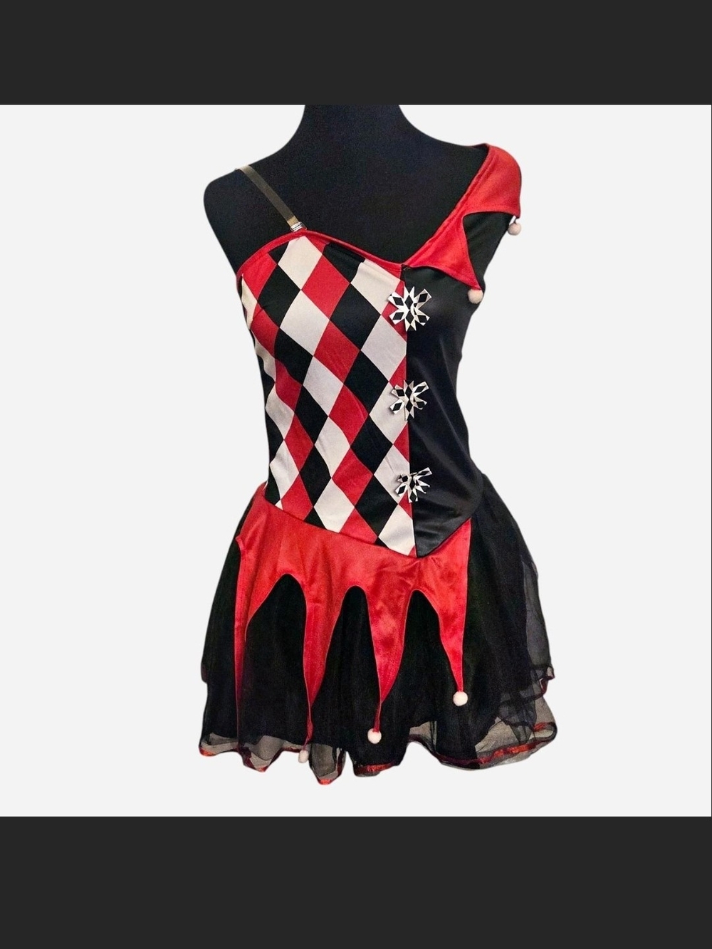 Spirit Red and Black Harlequin Jester Adult Costume Dress Size Small 4 - 6